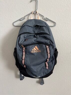 adidas Gray Backpack with Pink Accents and Logo